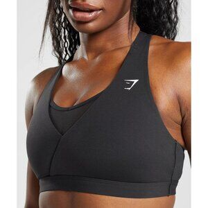 Gymshark Womens Sports Bra Small Black Racerback Medium Support With Pads NWOT